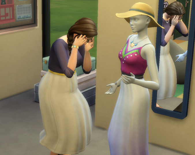 not sure what is going on with Mila...maybe doesn't have enough simoleons to buy this fantastic outfit.png